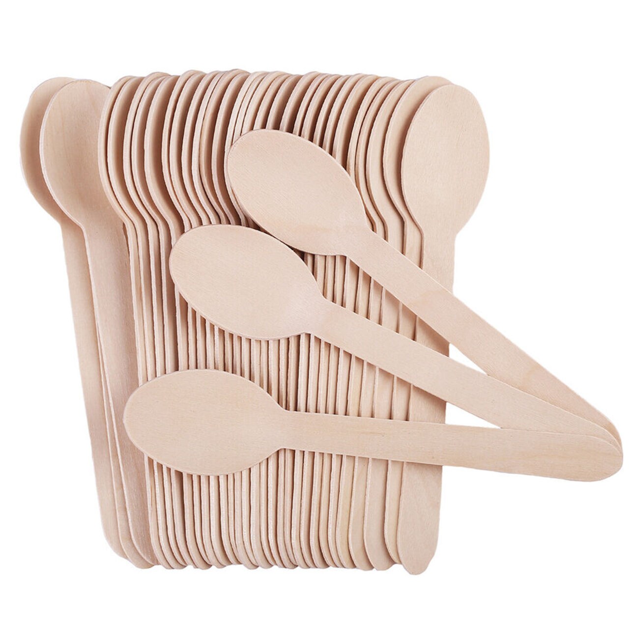 Disposable Wooden Spoons Wood Cutlery Spoon Tasting Sampling Taster Spoons